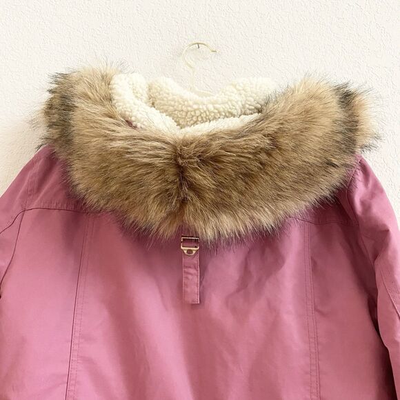 J.Crew Perfect Winter Park Primaloft® Small Berry Pink Detachable Fur Hood Zip - Picture 14 of 16